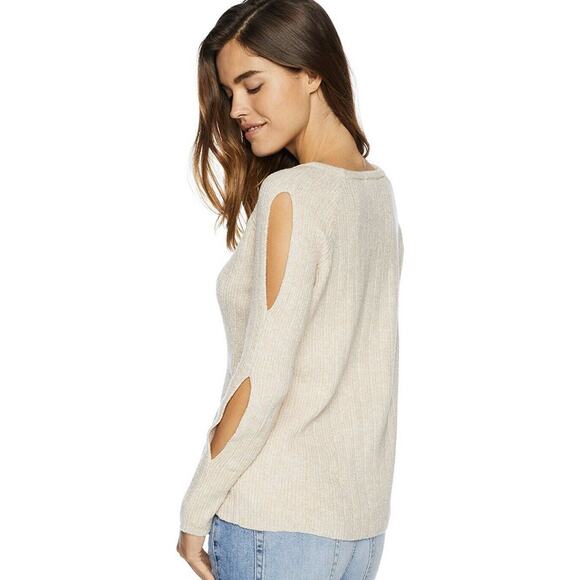 BB Dakota Split Sleeve Crew Neck Sweater - Size Small - Cream - Picture 1 of 3